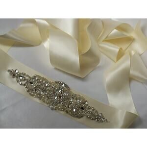 Ivory rhinestone bridal dress belt party prom formal eveningwear dress belt sash